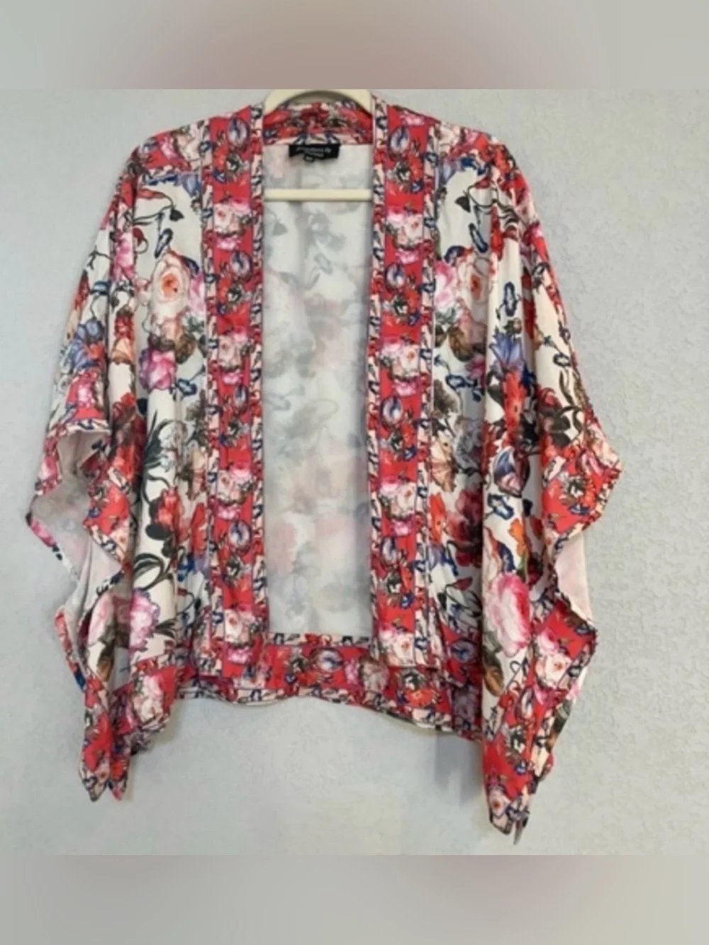 Feathers By Tolani Pink Floral Kimono Cardigan, One Size